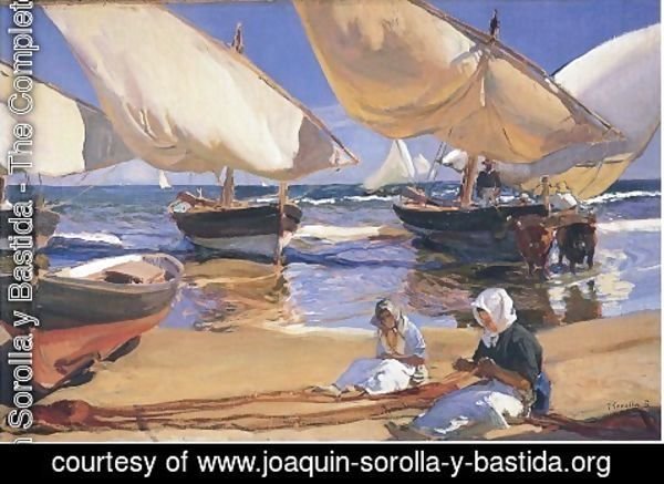 Joaquin Sorolla y Bastida - Sailing Vessels on a Breezy Day, Valencia
