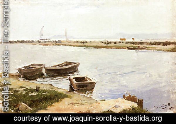 Joaquin Sorolla y Bastida - Three Boats By A Shore
