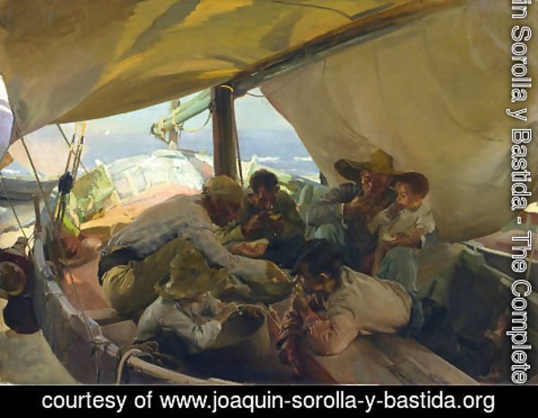 Joaquin Sorolla y Bastida - Lunch on the Boat, 1898