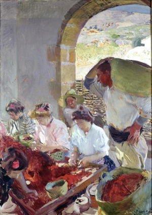 Joaquin Sorolla y Bastida - Preparing the Dry Grapes, 1890