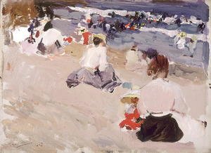 Joaquin Sorolla y Bastida - People Sitting on the Beach, 1906