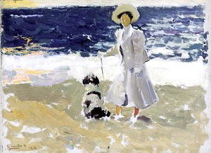 Lady and Dog on the Beach, 1906