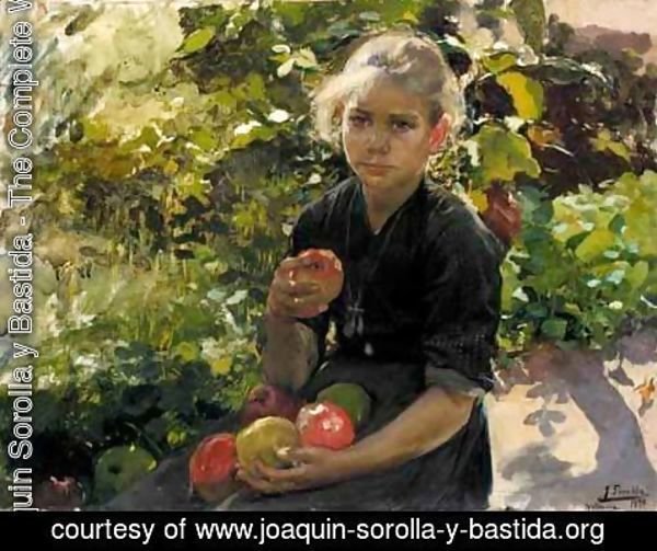 Joaquin Sorolla y Bastida - Nina Comiendo Manzanas (Young Girl Eating Apples)