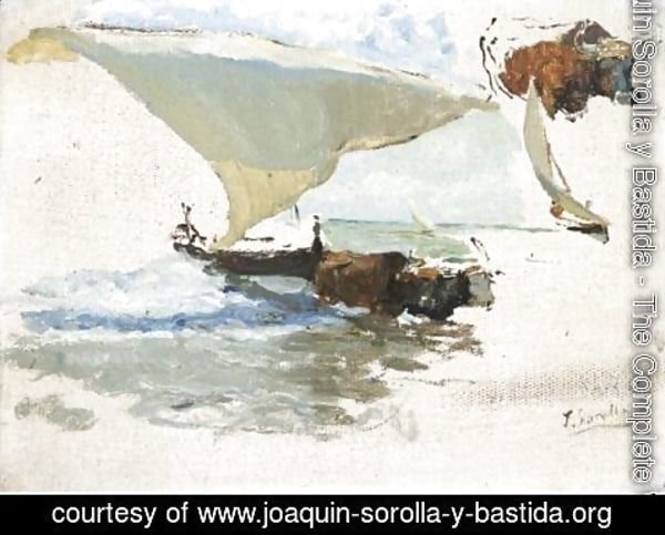 Joaquin Sorolla y Bastida - Beaching The Boat, Study For 'La Vuelta De La Pesca'