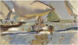 Joaquin Sorolla y Bastida - Boats On The Shore