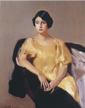 Joaquin Sorolla y Bastida - Elena in a yellow tunic