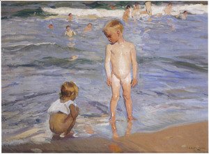 Children bathing in the afternoon sun