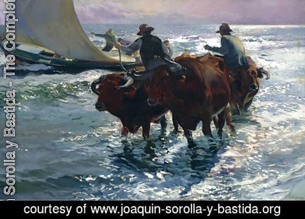 Joaquin Sorolla y Bastida - Bulls in the Sea