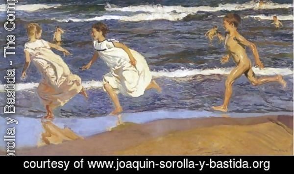 Joaquin Sorolla y Bastida - Running along the beach