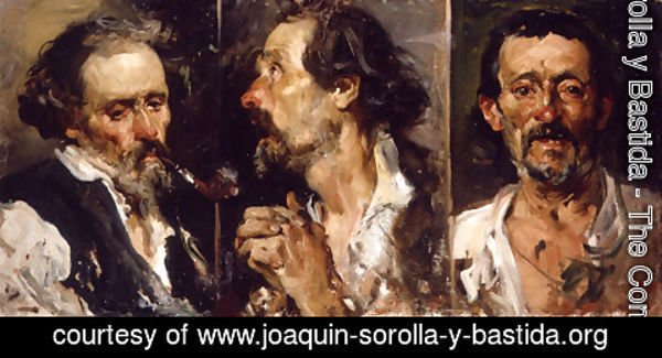 Joaquin Sorolla y Bastida - Tres cabezas de estudio (Three head studies)
