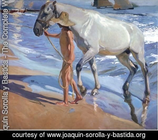 Joaquin Sorolla y Bastida - El bano del caballo (The Horse's Bath)