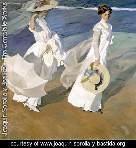 Joaquin Sorolla y Bastida - Strolling along the Seashore, 1909