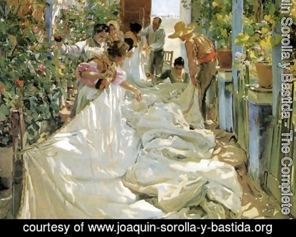 Joaquin Sorolla y Bastida - Mending the Sail, 1896