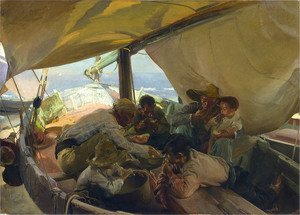 Joaquin Sorolla y Bastida - Lunch on the Boat, 1898