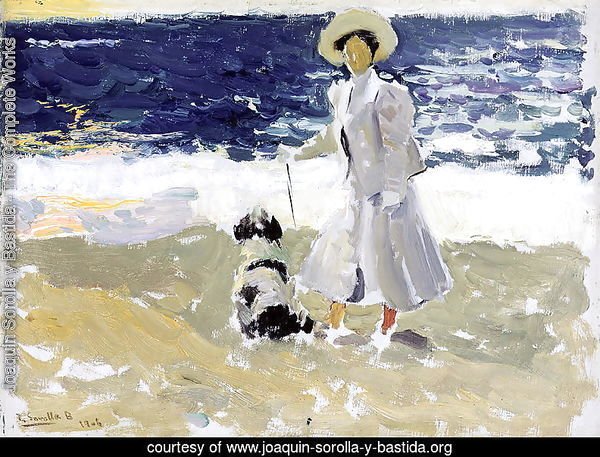 Lady and Dog on the Beach, 1906