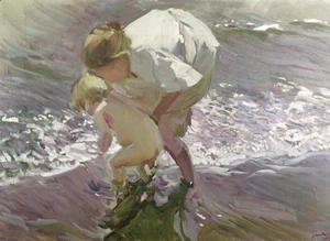 Joaquin Sorolla y Bastida - Bathing on the Beach, 1908
