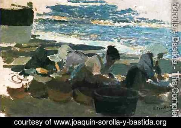 Joaquin Sorolla y Bastida - Washerwomen (sketch)