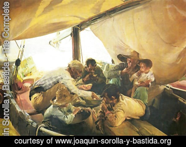 Joaquin Sorolla y Bastida - Eating in the boat