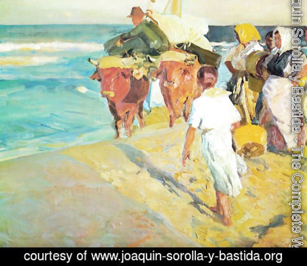Joaquin Sorolla y Bastida - Pulling the boat