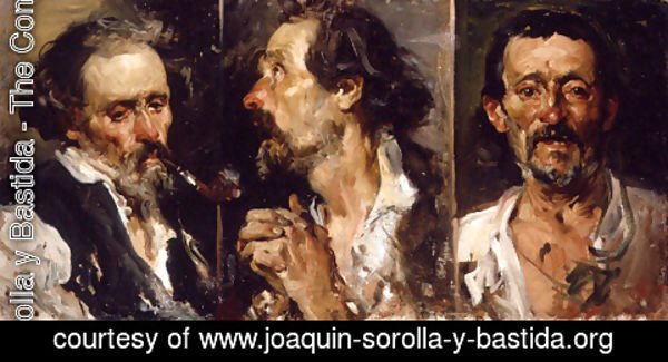 Joaquin Sorolla y Bastida - Three head studies