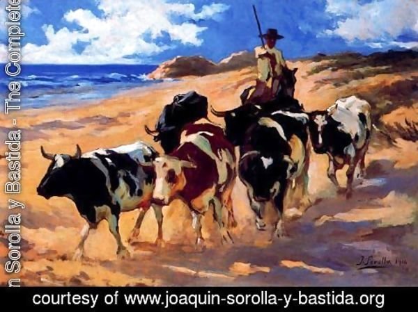 Joaquin Sorolla y Bastida - Oxen on the beach