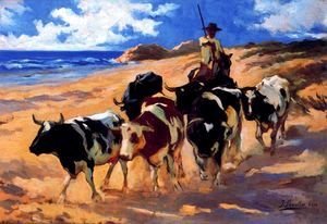 Oxen on the beach