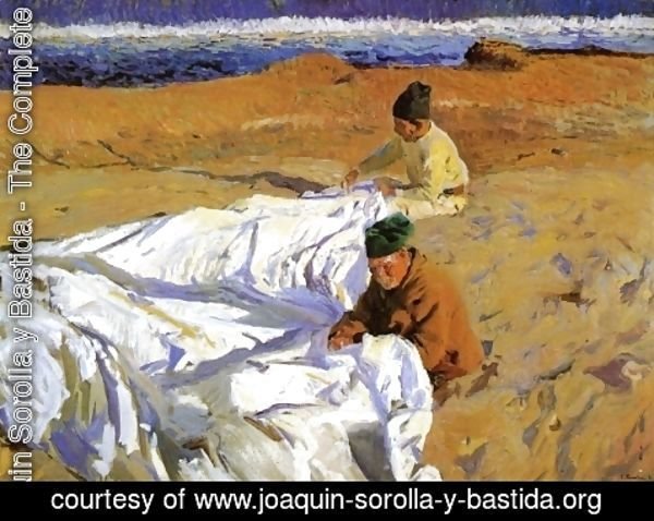 Joaquin Sorolla y Bastida - Sewing the sail
