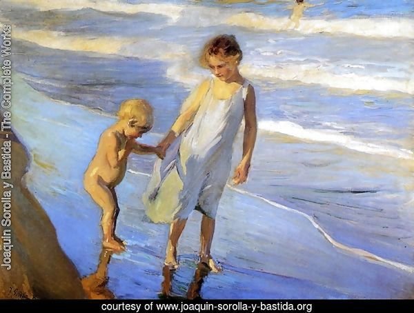Valencia, two children on a beach