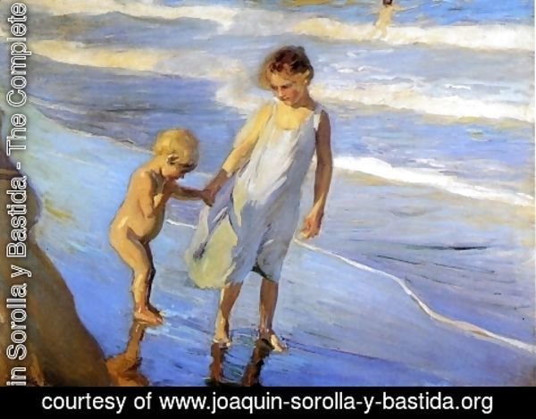 Joaquin Sorolla y Bastida - Valencia, two children on a beach