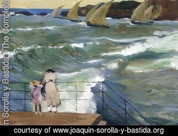 Joaquin Sorolla y Bastida - El Rompeolas De San Sebastian (On The Breakwater, San Sebastian)