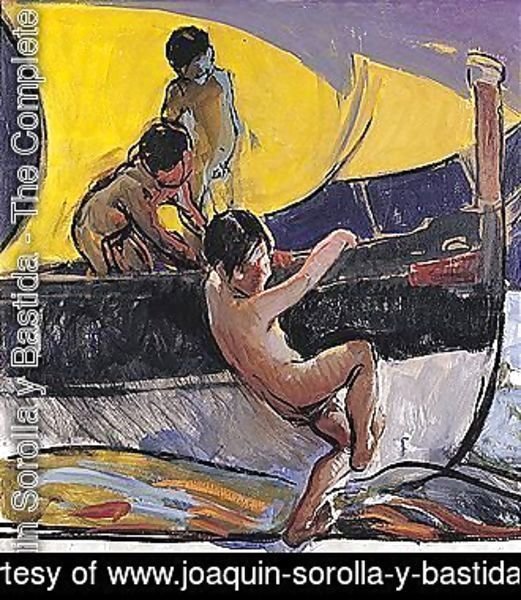 Joaquin Sorolla y Bastida - Ninos Jugando En Una Barca (Children Playing In A Boat)