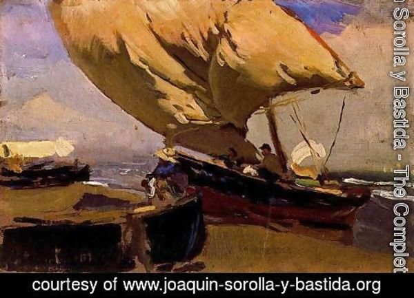 Joaquin Sorolla y Bastida - Dragging the trawler