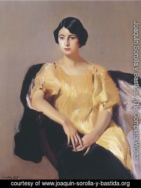 Joaquin Sorolla y Bastida - Elena in a yellow tunic