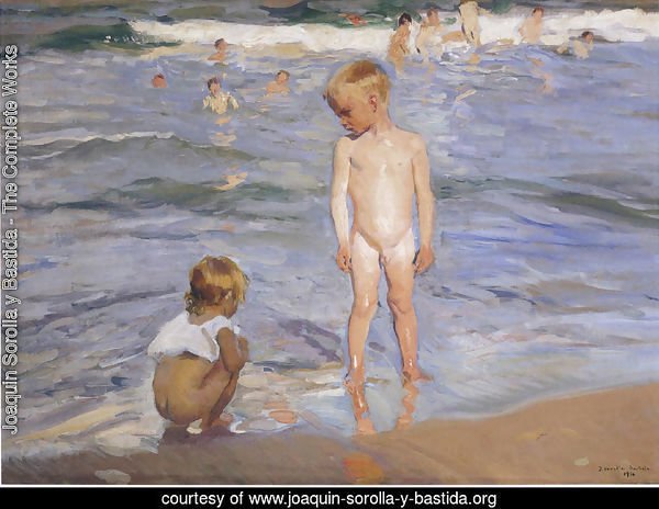 Children bathing in the afternoon sun