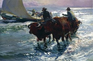 Joaquin Sorolla y Bastida - Bulls in the Sea