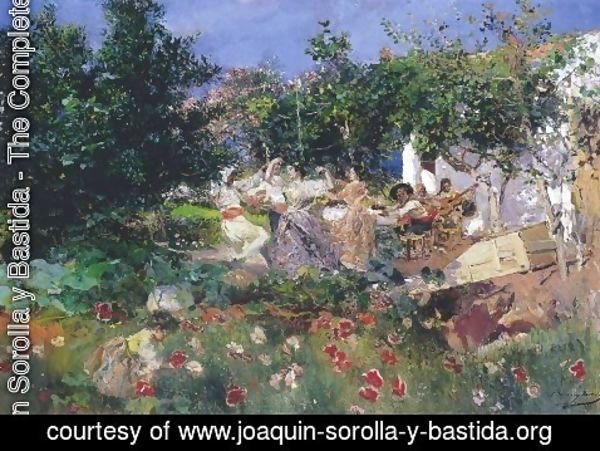 Joaquin Sorolla y Bastida - Valencian fiesin an orange grove