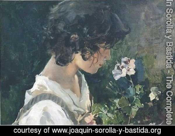 Joaquin Sorolla y Bastida - Italian Girl with Flowers