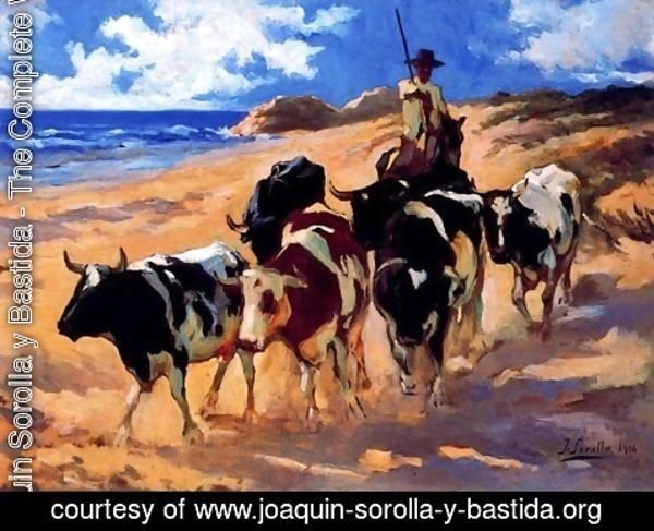 Joaquin Sorolla y Bastida - Oxen at the Beach