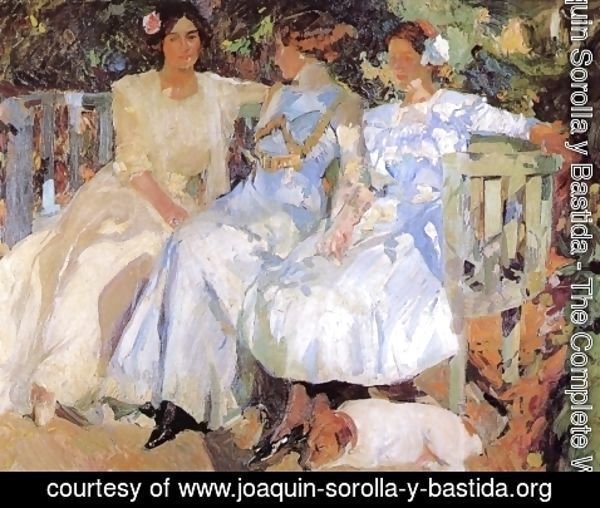 Joaquin Sorolla y Bastida - My Wife and Daughters in the Garden